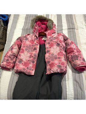 Pink Snowflake Winter Jacket with Fur Hood from OshKosh